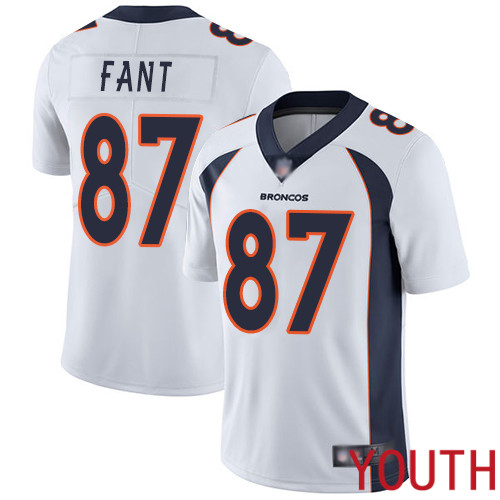 Youth Denver Broncos #87 Noah Fant White Vapor Untouchable Limited Player Football NFL Jersey